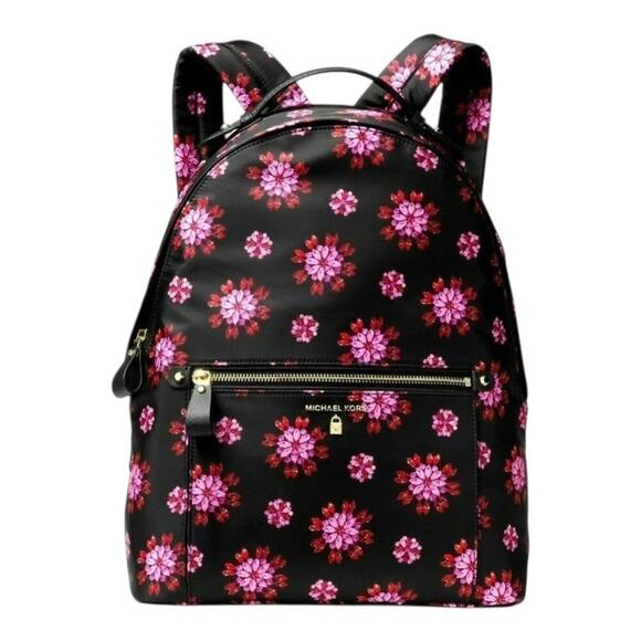 MICHAEL KORS Black Ultra Pink Ruby Jewel Floral Large KELSEY NYLON
BACKPACK - Picture 1 of 16